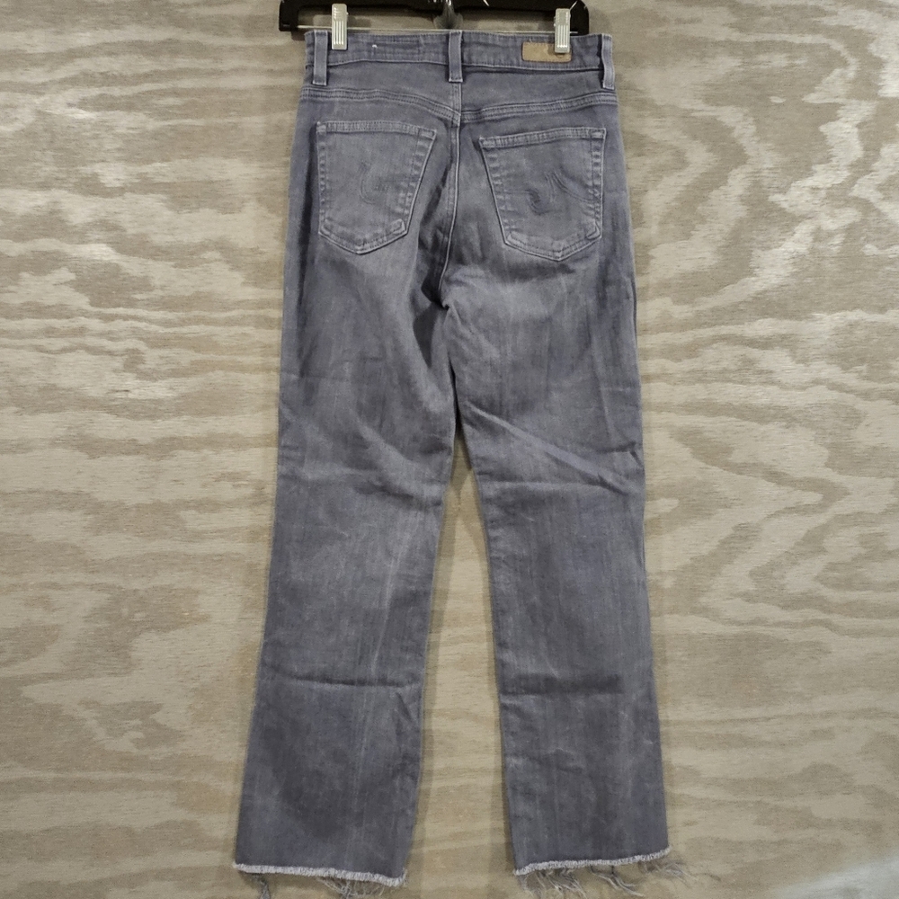 Adriano Goldschmied SZ 25 Gray Wash Kinsley High Rise Crop Boot Raw Hem Jeans - Picture 3 of 12